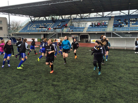 Echauffement finale championnat départemental foot à 7 à Vesoul